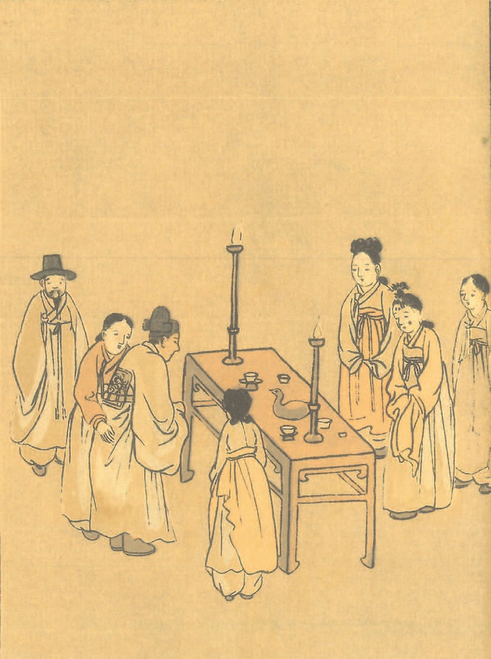 (2021가을겨울_혼인-3_사진4)結婚(교배례), 『조선풍속화보(1910, 나카무라킨죠)』, 민속원(2008)